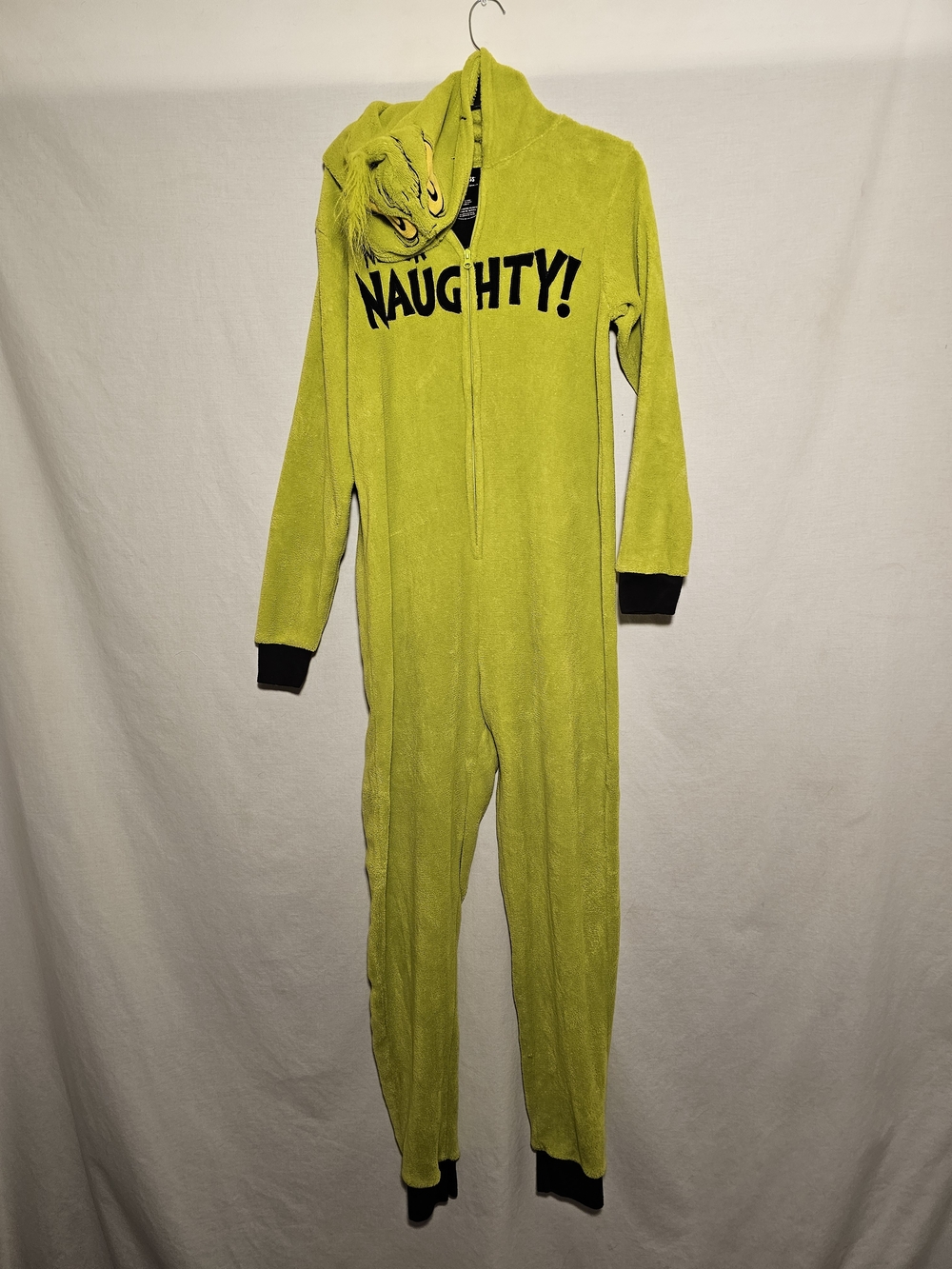 Dr. Seuss Lime Green 'Naughty!' One-Piece Hooded Pajamas